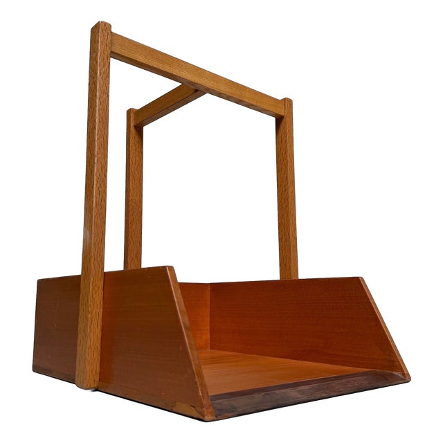 Vintage Japanese Wooden Chiritori Dustpan with Copper Rim, 1960s For Sale