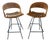 Attributed to Arthur Umanoff Rush Seat Wire Bases Bar Stools Circa 1970s - Set of 2 For Sale
