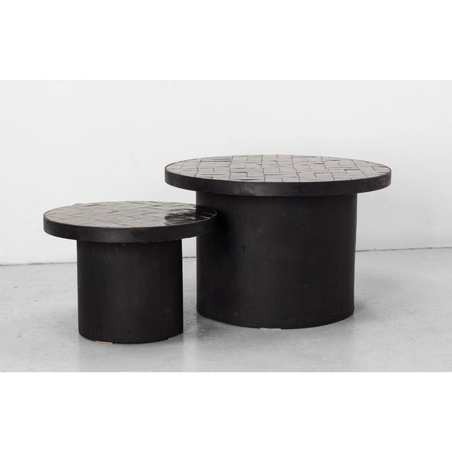 1960s Gigogne Coffee Table in Black Zellige, Morocco, 1960, Set of 2 For Sale - Image 5 of 11