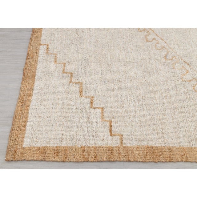 Textile 5x8Ft. Natural Cream Jute Taureg Inspired Soumek Jute Hand Woven Rug For Sale - Image 7 of 12