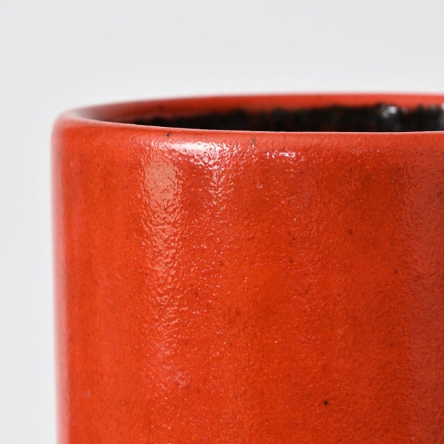 Ceramic German Orange Ceramic Vase, 1970s For Sale - Image 7 of 10