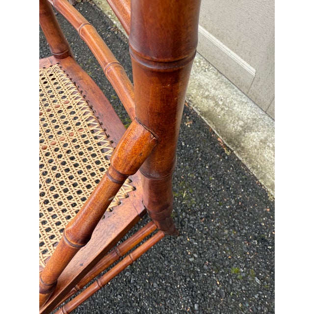 Antique Faux Bamboo R J Horner Style Caned Accent Chair For Sale - Image 9 of 18