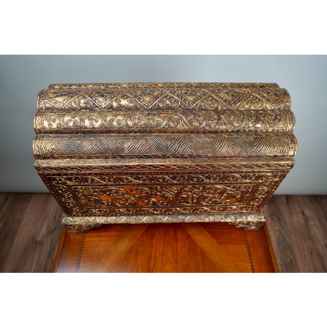 1980s 1980s Vintage Burmese Gilt Wood Bejeweled Temple Box For Sale - Image 5 of 9