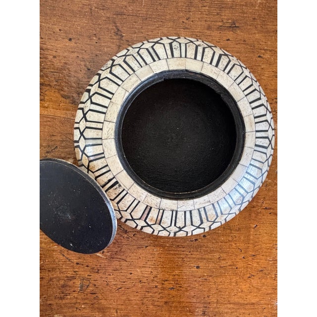 English Maitland-Smith Bone & Horn Trinket Box - Tesselated Dome 9.5” For Sale - Image 3 of 10