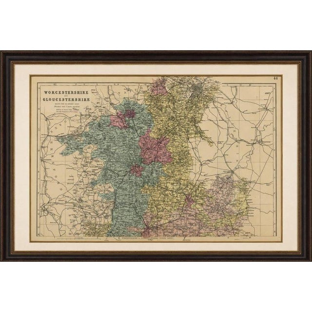 Worcestershire & Gloucestershire County Map – Edward Weller, Victorian England 1885 This attractive original Victorian...
