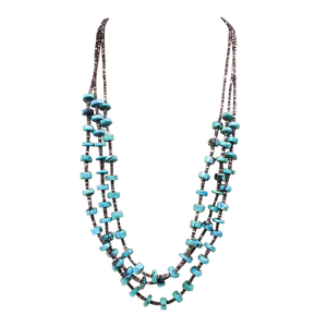 Late 20th Century Turquoise Shell Hieshi Beaded Multi Strand Necklace