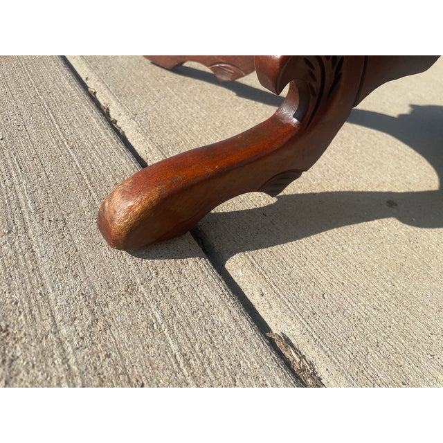 1940s Kimball Victorian Lyre Harp Marble Coffee Table For Sale - Image 13 of 18