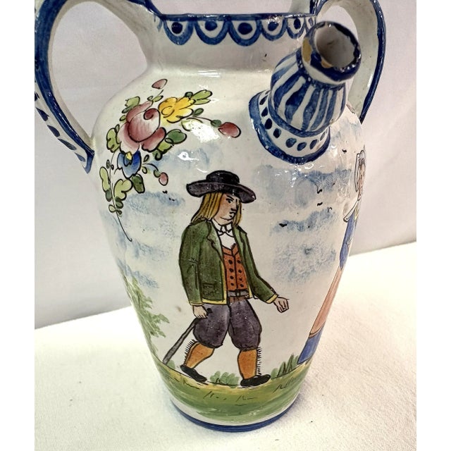 Shabby Chic Vintage Signed French Faïence Hand Painted Pottery Teapot For Sale - Image 3 of 12