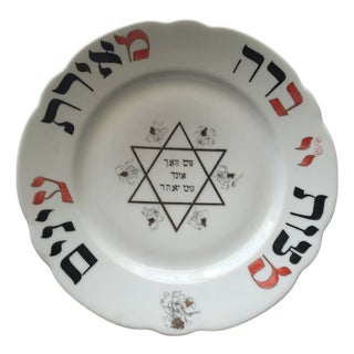 Rare European 19C Judaica Havdalah Hebrew Plate For Sale