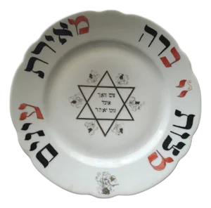 Rare European 19C Judaica Havdalah Hebrew Plate