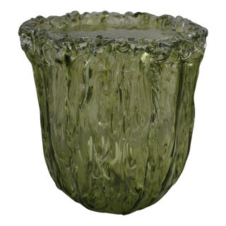 Mid-Century Italian Murano Art Glass Green Color Coffee Table For Sale