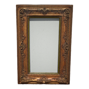 31" Tall Vintage French Country Gold Ornate Picture Frame W Green Inner Strip