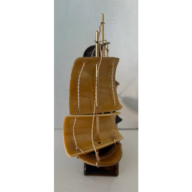 Vintage MCM Hull Schooner Sailboat Nautical Tabletop Sculpture 8” Tall For Sale In Indianapolis - Image 6 of 9