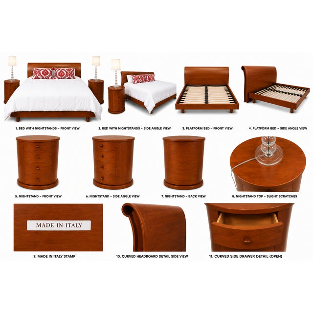 Made in Italy - Scandinavian Design Queen Platform Bedroom Set -Vintage Modern Beautiful vintage Scandinavian Design...
