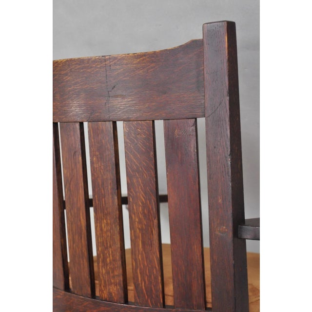 Antique Stickley & Brandt Mission Oak Arts & Crafts Arm Chair With Drop Seat For Sale - Image 15 of 16