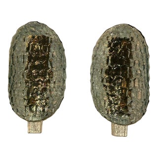 Murano Turtle Shell Shaped Sconces in Fontana Green - a Pair For Sale