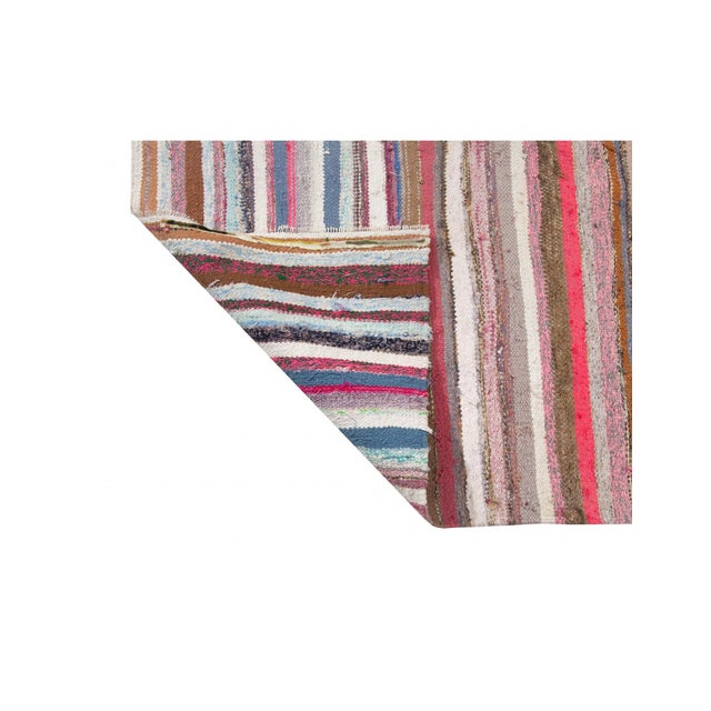 1970s Vintage Striped Turkish Rag Rug - 5`5" X 8`4" For Sale - Image 5 of 6