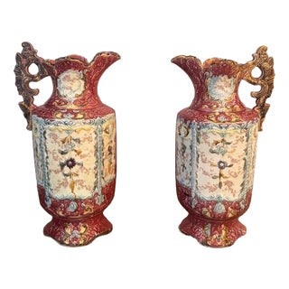 Large Antique Victorian Ewers, 1880, Set of 2 For Sale