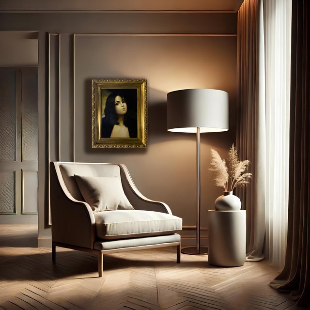 This captivating oil portrait by Ciro Pace, painted in 1988, captures the ethereal beauty of a young woman with an intense...