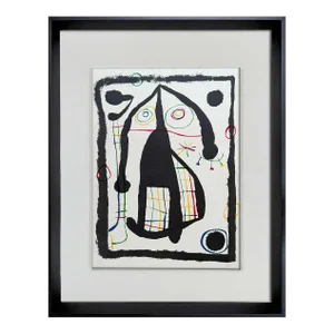 Joan Miro Limited Edition Lithograph Sign Personage 1974 W/Frame