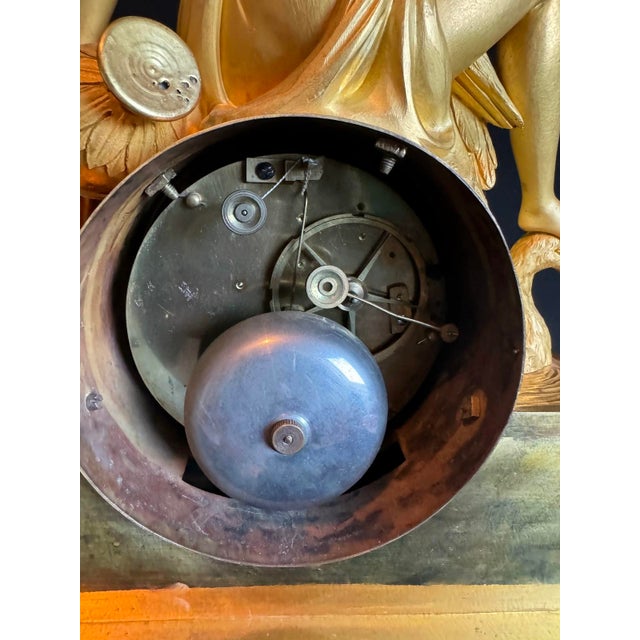 1800 French Empire Gold Ormolu Bronze Mantel Clock 1pc For Sale - Image 13 of 18