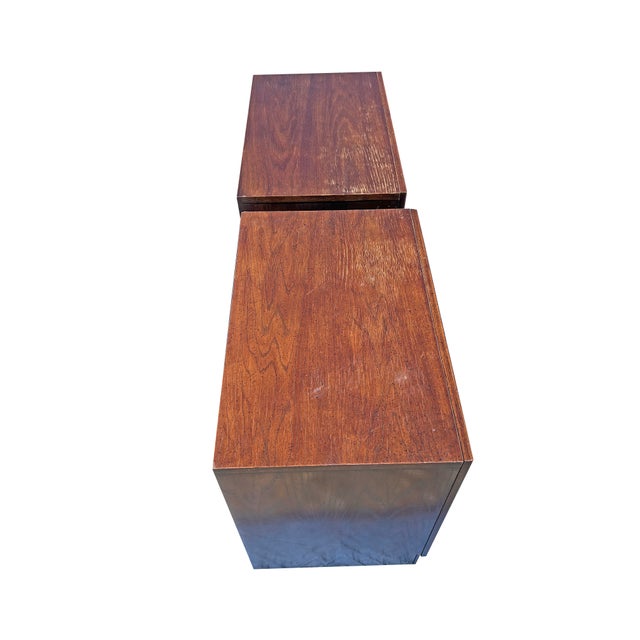 1970s Vintage Henredon Style Campaign Nightstands or End Tables With Brass Hardware, A Pair For Sale - Image 5 of 6