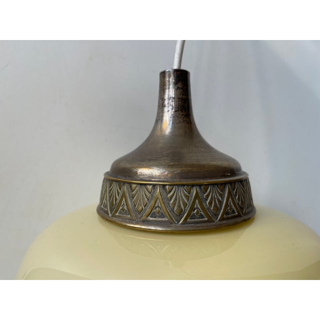 Scandinavian Art Deco Opaline Glass Beehive Pendant Lamp, 1930s For Sale - Image 4 of 8