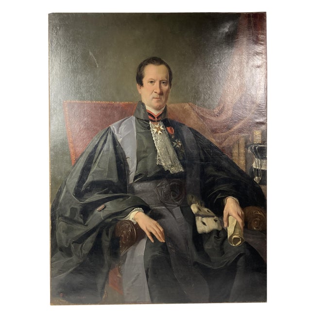 Large French Portrait, 19th Century, Oil on Canvas For Sale