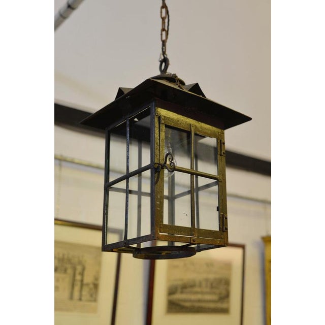 Arts & Crafts Wrought Iron Hall Lantern, 1910s For Sale - Image 5 of 12