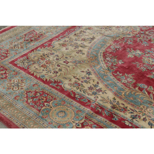 Rug & Kilim Oversized Antique Persian Kerman Lavar Rug in Red With Floral Medallion For Sale - Image 4 of 10