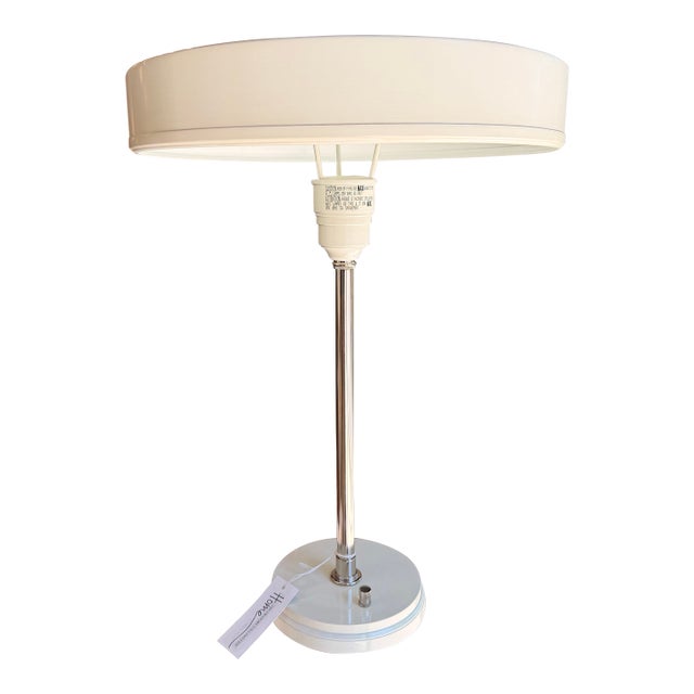 Visual Comfort White & Nickel Table Lamp For Sale