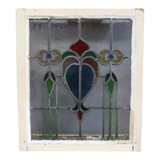 Frank Lloyd Wright Style Arts & Crafts Leaded Stained Glass Windo C1920 For Sale
