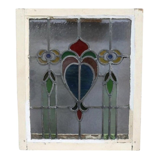 Frank Lloyd Wright Style Arts & Crafts Leaded Stained Glass Windo C1920 For Sale