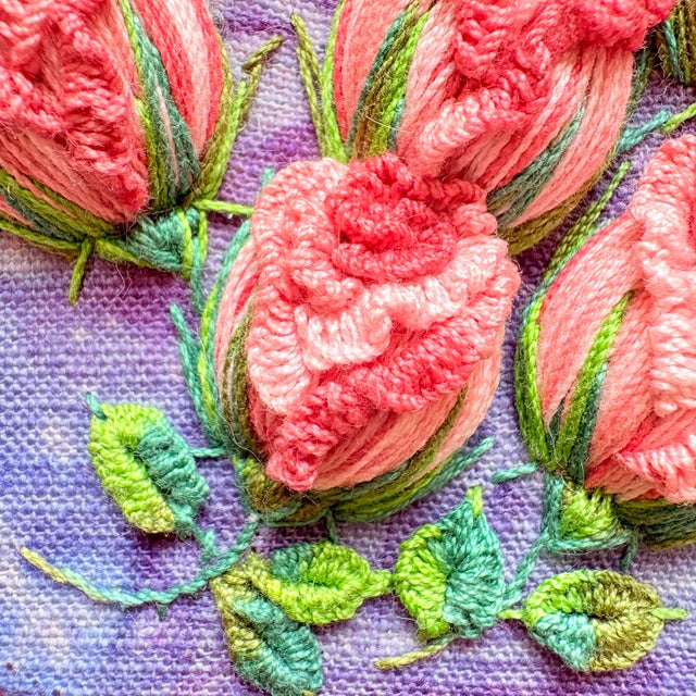 3d Rose Stumpwork Embroidery Art, Framed Botanical Sculpture, Handmade Floral Wall Decor For Sale - Image 10 of 10