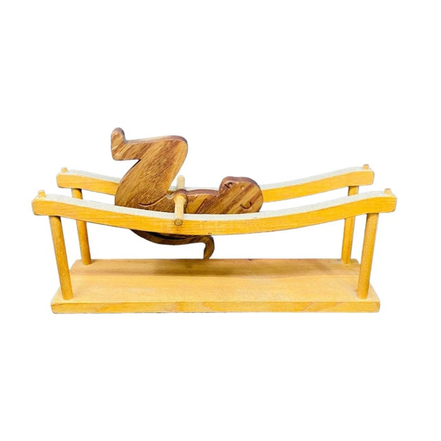 Wood Late 20th Century Wooden Monkey & Dog Handmade Automata Toys a Set For Sale - Image 7 of 11