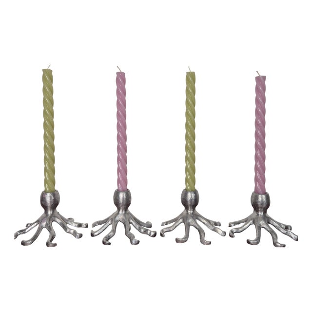 Vintage Octopus Shape Candleholders, 1980s, Set of 4 For Sale