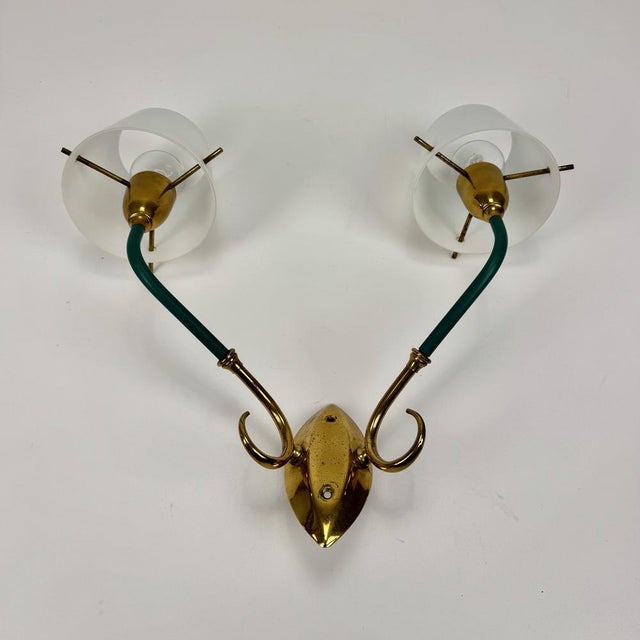 Metal Mid-Century Italian Double Arm Wall Light, 1950s For Sale - Image 7 of 9