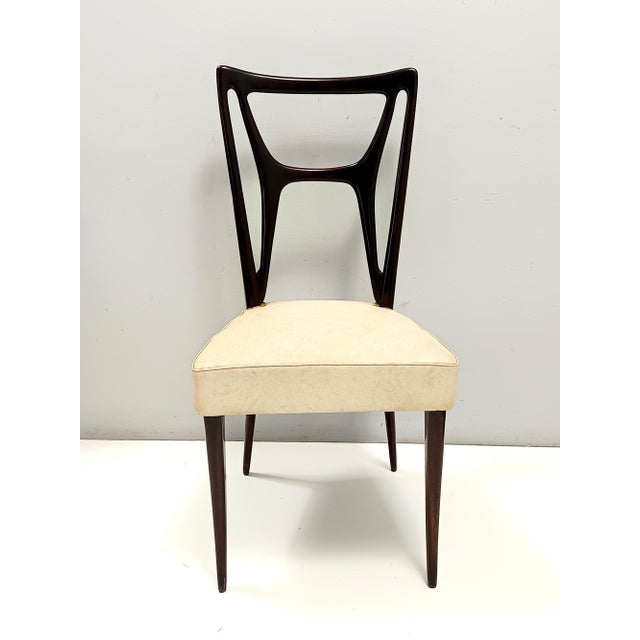 Ebonized Beech Dining Chairs with Ivory Skai in the style of Guglielmo Ulrich, 1950s, Set of 6 For Sale - Image 12 of 12