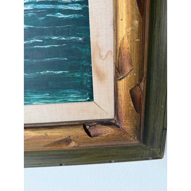 Vintage Sailboat Seascape Oil Painting on Board – Framed For Sale - Image 13 of 15