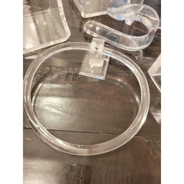 Transparent Vintage Lucite Bathroom Set Toilet Paper, Toothbrush, Towel Hook Holder- Set 6 For Sale - Image 8 of 9