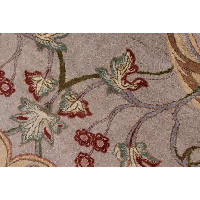 1990s Art Nouveau Heritage Lt. Gray/Green Wool Rug - 10'3" X 14'4" For Sale In New York - Image 6 of 8