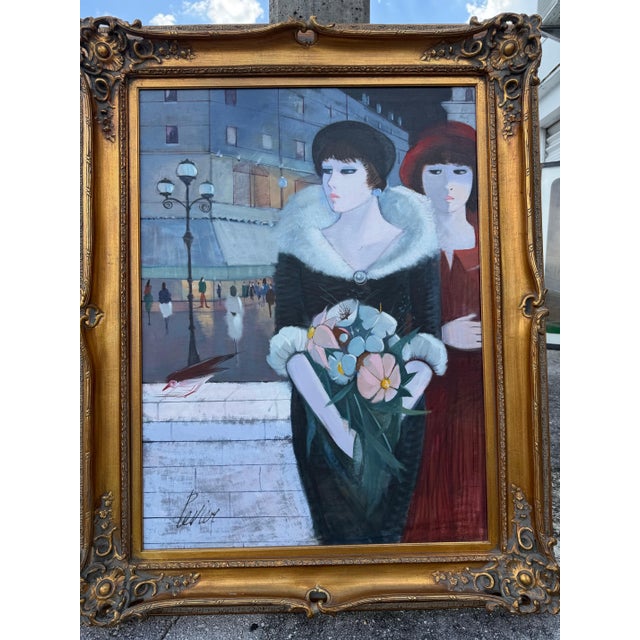 Black Charles Levier, Large Charles Levier Modernist Oil Painting Women Paris Street French Modernism For Sale - Image 8 of 18