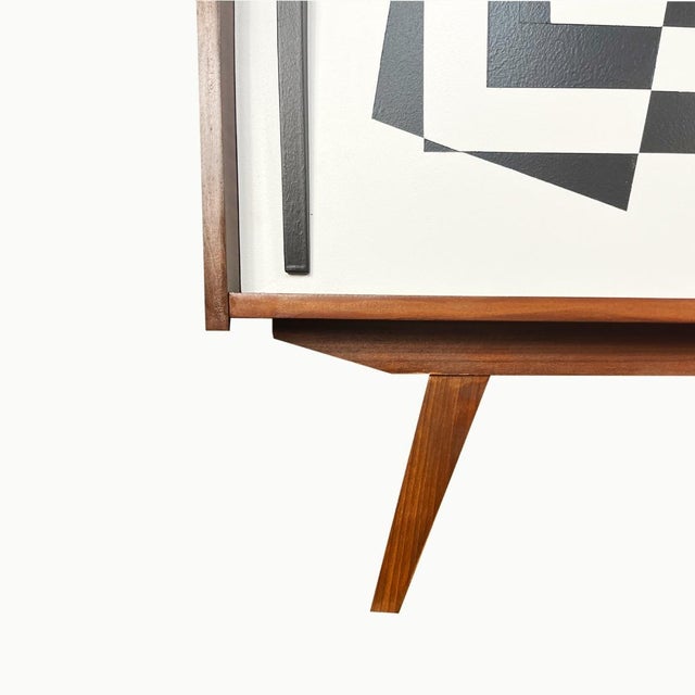 Two-Door Sideboard with Op Art Motif, Poland, 1963 For Sale - Image 9 of 10