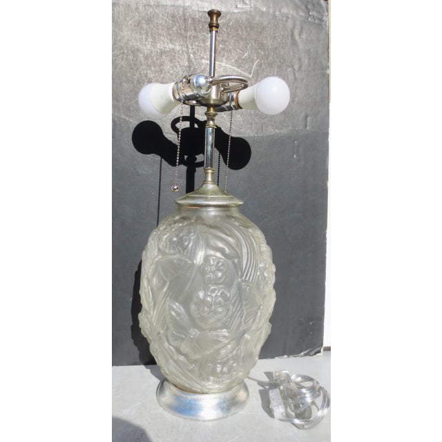 A satin glass vase from Czechoslovakia by Libochovice. Circa 30s-50s with silver leaf mounts and modern s-harp Edison...