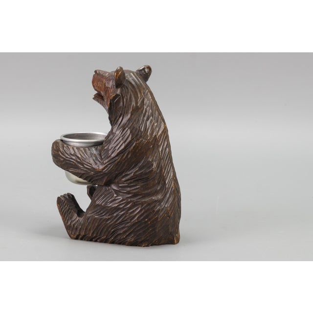 Hand-Carved Black Forest Bear with Aluminum Pot, 1920s For Sale - Image 11 of 18
