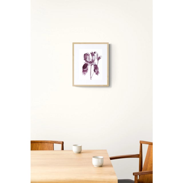 Contemporary "Iris No. 199" Contemporary Original Botanical Flower Watercolor Painting by Elizabeth Becker For Sale - Image 3 of 3
