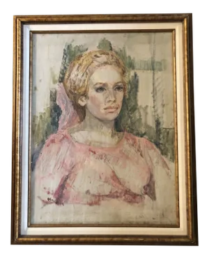 Vintage 1960’s Female Impressionist Portrait Painting