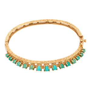 Vintage Turquoise 14k Yellow Gold Bangle