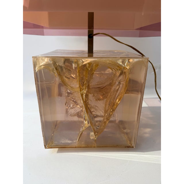 Metal Pair of Lamps Pink Fractal Resin by Selenova, Italy, 1970s For Sale - Image 7 of 14