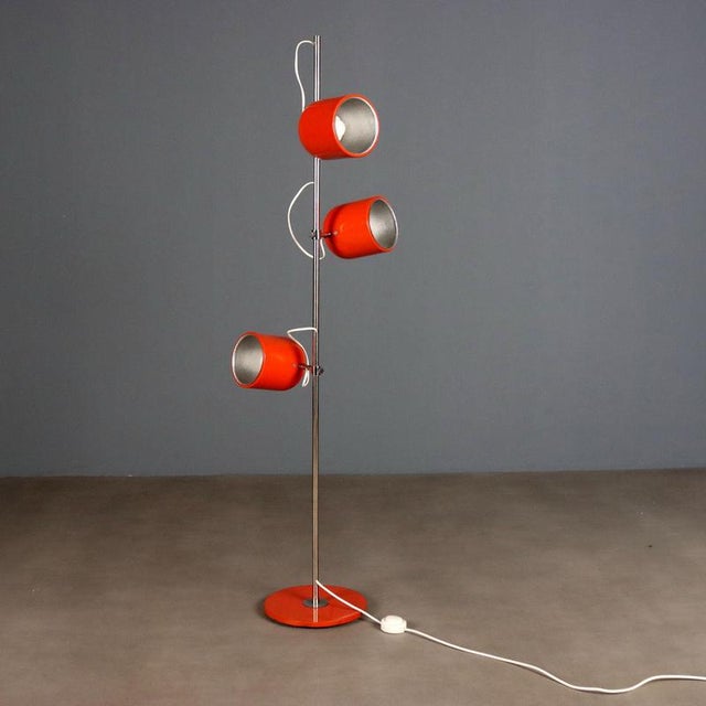 Vintage Orange Enameled Metal Lamp For Sale - Image 4 of 9